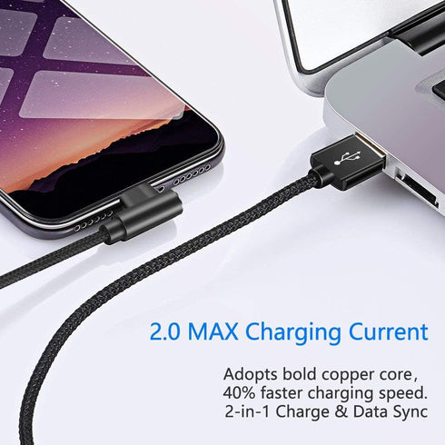 Hi-Mobiler 6FT Lightning Cable 3-Pack, Right Angle iPhone Charger for iPhone 13/12/11/Pro/Xs Max/XS/XR/7/8/SE (Black)