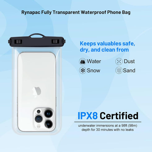 Waterproof Phone Pouch Bag, 8.5in Water Proof Case for Beach Travel, Lanyard Holder for iPhone 15 Pro Max Galaxy S23