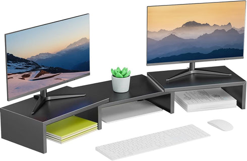 Dual Monitor Stand for Desk, Metal Computer Stand, Desk Shelf Riser,Desktop Organizer