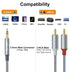 3.5mm to RCA Audio Cable 4ft, 2 Male RCA Aux Cord Adapter for Speaker Stereo Car Subwoofer, Gold Plated