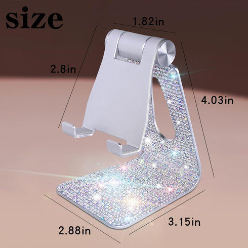 Erolagomat 15 14 13 12 11 Bling Crystal Phone Stand for Desk,Glitter Adjustable Cell Phone Holder, Desktop Holder