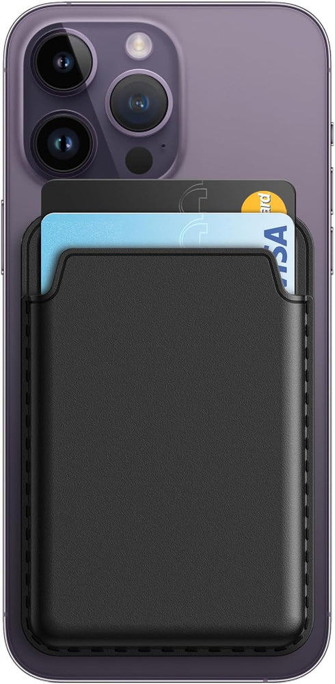 JETech Magnetic Wallet Compatible with MagSafe for iPhone 15/14/13/12 Series, PU Phone Card Holder (Black)
