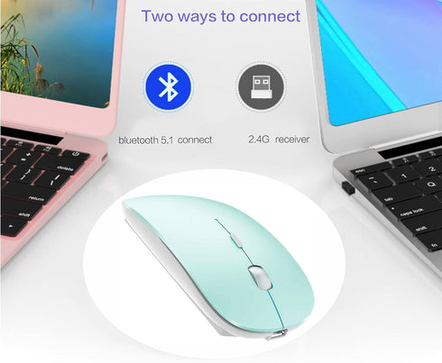 Bluetooth Wireless Mouse for Mac Laptop Chromebook, Rechargeable Wireless Mouse for Desktop Computer Notebook (Blue).