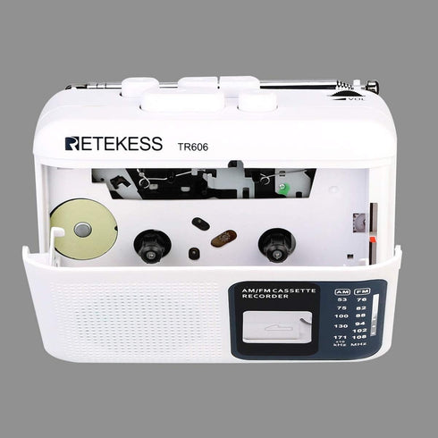 Retekess TR606 Cassette Tape Player, Recorder with Built-in Speaker, AUX Jack, AM FM Radio, White