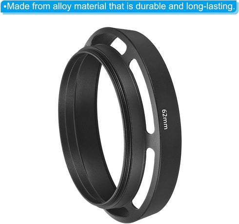 PATIKIL 62mm Lens Hood, Standard Vented Matte Surface Anti-reflective Hood with Cleaning Cloth for Nikon, Fujifilm