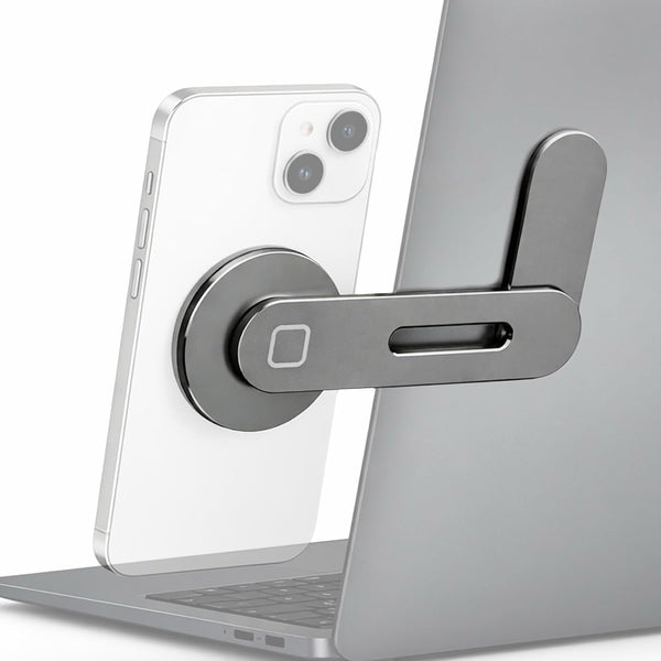 Generic Magnetic Phone Holder for Laptop, Adjustable Aluminum Side Mount Phone Stand for