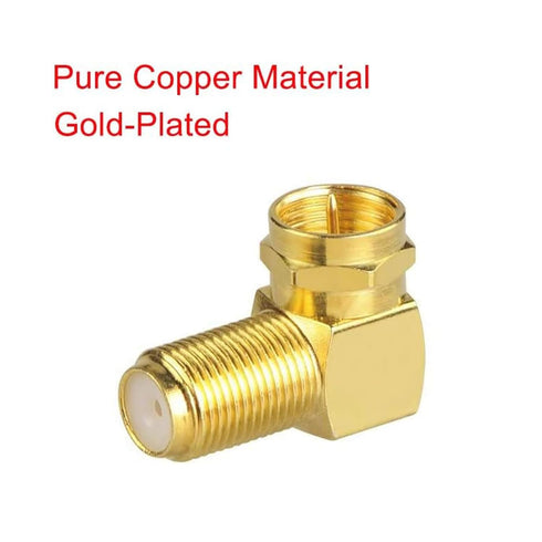 VCE 90 Degree Coaxial Connector, L Shaped Coaxial Cable Connector for Home Wiring, Gold-Plated F Type Male to Female Right Angle Coax Connector, Fits Tight Spaces, 10-Pack