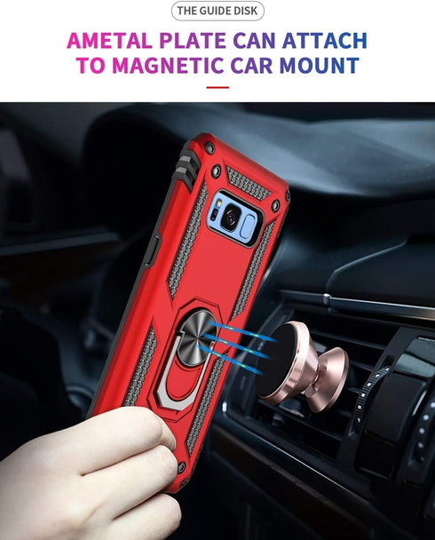 Military Grade Drop Impact Case for Samsung Galaxy S8 Plus 6.2 inch | 360 Metal Rotating Ring Kickstand Holder with