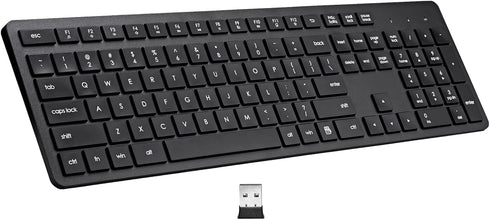 Wireless Keyboard, 2.4G USB External Silent Cordless Keyboard for Windows Chrome Laptop, Full Size with Number Pad