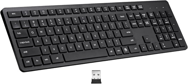 Wireless Keyboard, 2.4G USB External Silent Cordless Keyboard for Windows Chrome Laptop, Full Size with Number Pad