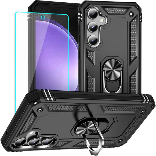 Yiakeng Military Grade Protective Case for Samsung Galaxy S23 FE, with HD Screen Protector, Black