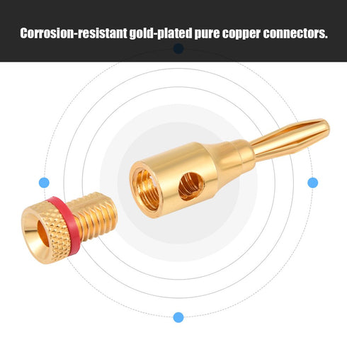 Taidda 10 Pcs Portable Lightweight Sturdy Durable Gold Plated Speaker Banana Connector Plug Wire Audio Adapter