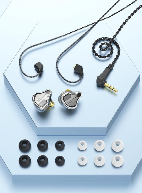 In Ear Monitor Wired Headphone, CCZ BC02 Dynamic Driver Bass Wired Headphone, Professional Hifi Earphone, Silver Black
