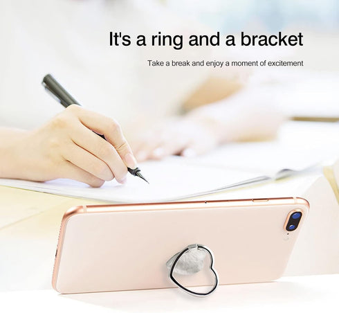 Wansurs 2 Packs 360 Glossy Finish Love Heart Shaped Cell Phone Ring Holder Stand, Degree Rotation Finger Ring Kickstand