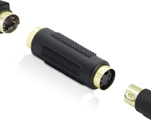 YACSEJAO 2Pack Mini Din 4 PIN S-Video Female to Female Adapter, Gold-Plated, 4 Terminal Connector for SVHS/S-Video Cable