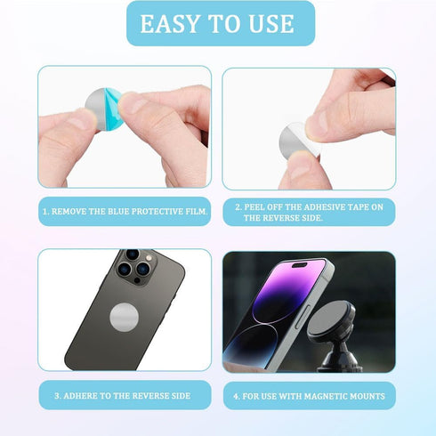 ZYMJBB 40pcs Stickers(3cm 4cm) Metal Plates for Magnetic Mount Round Magnet for Phone Case, Round Mobile Phone Metal