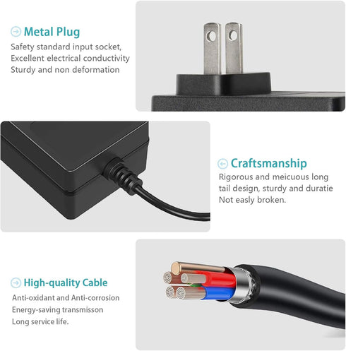 24V 1A Power Supply AC Adapter, DC Power Cord for LED Strip Light, CCTV Camera, Bluetooth Speaker, Nail Lamp