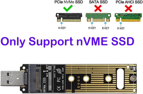 Sintech nVME USB SSD Card, USB 3.0 M.2(NGFF) M Key External Case Box with USB 3.1 Type C Connector