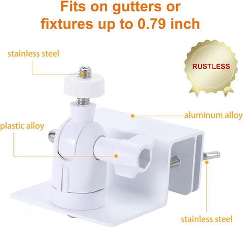 Gutter Mount for Eufy, Wyze, Google Nest, Arlo, Compatible with Any Security Camera and Solar Panel with 1/4 Screw