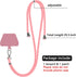 SS Phone Lanyard Strap, Universal Neck Cord Lanyards and Phone Tether Patch for All Phones (Pink)