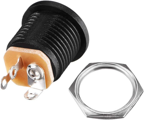 uxcell DC-022 5.5mmx2.1mm DC Power Jack Socket 3 Pin Female Panel Mount Connector, 5pcs