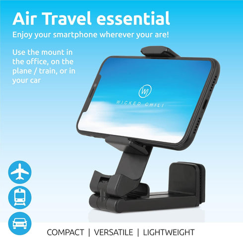 2X Airplane in Flight Phone Holder, Universal Foldable Pocket Size Smartphone Mount, 360° Rotation for Travel