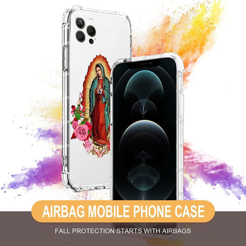 CARLOCA Compatible with iPhone 11 Case for Girl,Clear with Flower Lady Religion Pattern Design Plastic Shockproof TPU Bumper Protective Case for iPhone 11