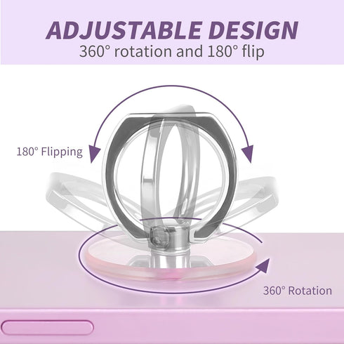 Cell Phone Ring Holder, Transparent 360° Rotation Finger Stand, Clear Kickstand Compatible with Most Phones, Tablets