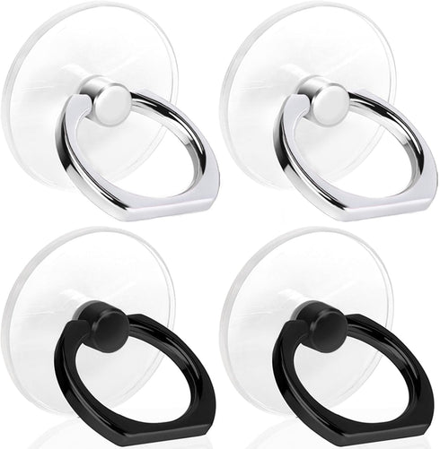 Cell Phone Ring Holder, Transparent 360° Rotation Finger Ring Kickstand for Most Phones, Tablets, and Cases (2 Silver +