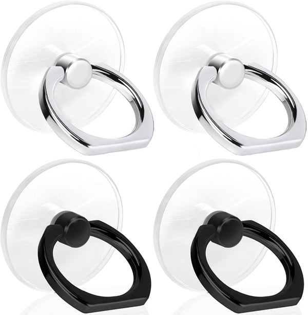 Cell Phone Ring Holder, Transparent 360° Rotation Finger Ring Kickstand for Most Phones, Tablets, and Cases (2 Silver +