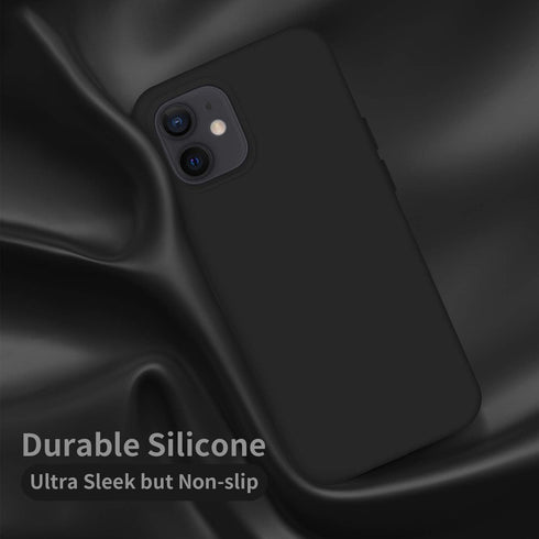 Cordking Silicone Shockproof Case for iPhone 12/12 Pro, Soft Anti-Scratch Microfiber Lining, 6.1 inch, Black