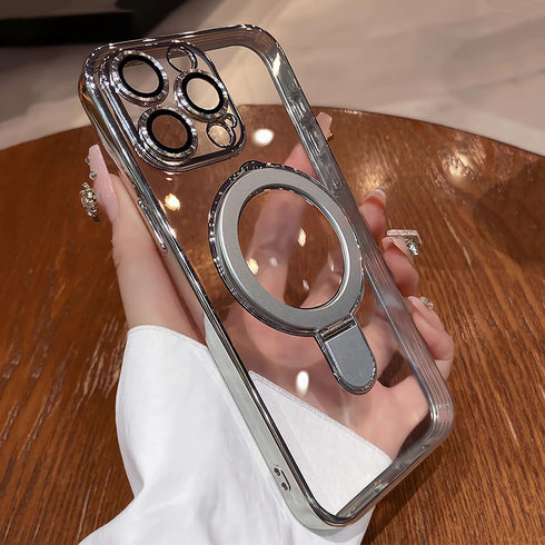 Magnetic Invisible Stand for iPhone 15 Pro Max Case, Military-Grade Protection, Clear Scratch-Resistant