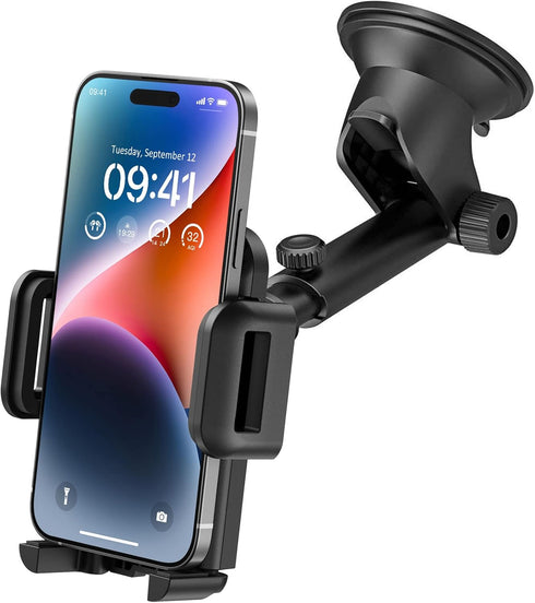 Car Phone Holder Mount with Strong Suction Cup, Compatible with iPhone 14 13 12 11 Pro Max, Galaxy Note 20