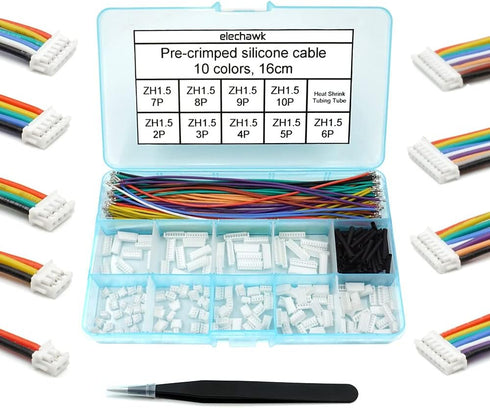 ZH 1.5MM Connectors with 28AWG Pre-Crimped Silicone Cables Compatible with JST ZH 1.5 Connector