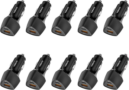 (10pack) SUNDA USB C Fast Car Charger 51W, Dual Ports PD/PPS&QC3.0, Compatible with iPhone 16/15 Pro/14 Mini