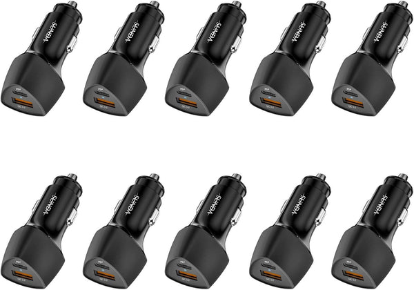 (10pack) SUNDA USB C Fast Car Charger 51W, Dual Ports PD/PPS&QC3.0, Compatible with iPhone 16/15 Pro/14 Mini