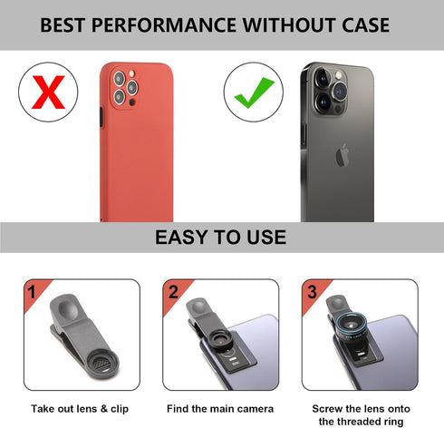 Fisheye Lens 235° Phone Camera Lens, Clip on Fish Eye Lens for iPhone 14/13/12/X/XR/Samsung Smartphone for Funny Photos