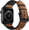 OUHENG Compatible Apple Watch Band 42mm 41mm 40mm 38mm, Sweatproof Genuine Leather and Rubber Hybrid Strap - Brown/Black