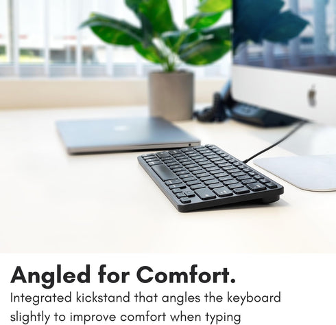 Macally Wired Keyboard for Mac with USB Hub (2X USB-C / 1x USB-A), Small Apple Keyboard for MacBook Pro/Air, iMac