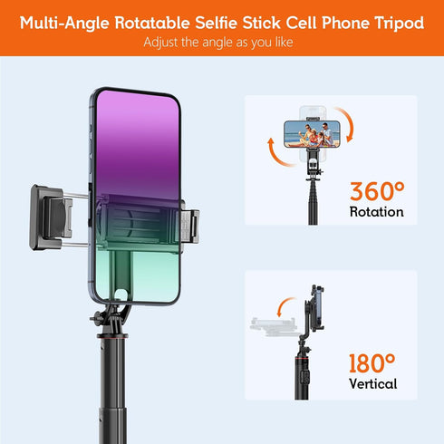 51” Selfie Stick Tripod, Aluminum Alloy Integrated Smartphone Tripod Stand with Wireless Remote Control for