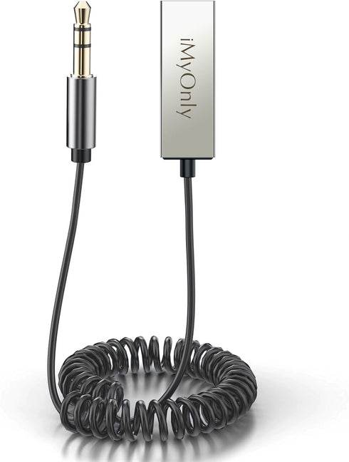 iMyOnly Aux Bluetooth Adapter All-Metal Bluetooth 5.3 Receiver for Car with Hands-Free Calling