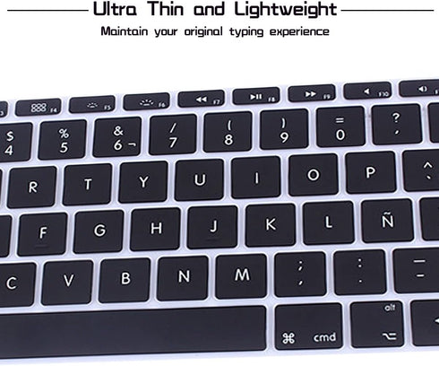 HRH Black Silicone Keyboard Cover Skin for MacBook Pro 13" A1708 A1988 No Touch Bar & MacBook 12" A1534