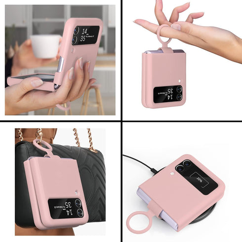 E Segoi 4 4 5G Designed for Galaxy Z Flip Case, Liquid Silicone Gel Rubber Shockproof Case Soft Microfiber Cloth Lining