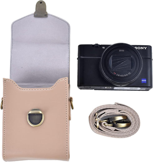 Rieibi Camera Case for Sony RX100 & HX Series, Retro Leather Case for Ricoh GR IIIx, Canon G7X II, G9X II