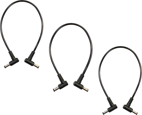 3 Pack 1 Foot Right Angle DC Power Patch Cables, 5.5mm x 2.1mm, Male to Male