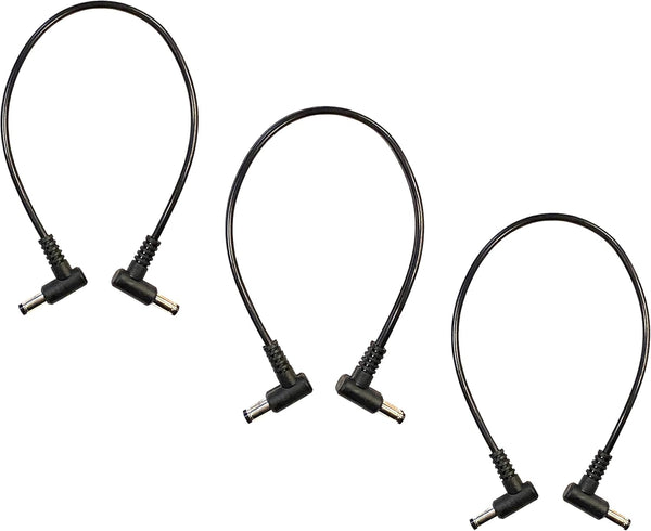 3 Pack 1 Foot Right Angle DC Power Patch Cables, 5.5mm x 2.1mm, Male to Male