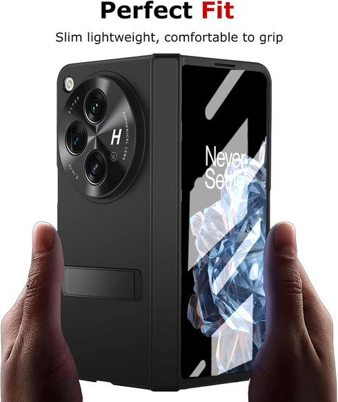 OnePlus Open Case - Slim Hard PC with Hinge Protection, Built-in Screen & Camera Protectors, Kickstand, Black.