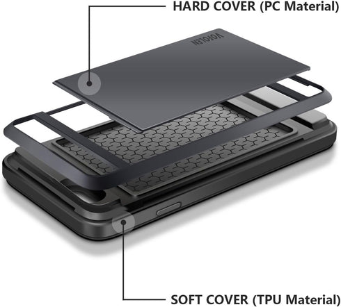 Vofolen Case for iPhone 8 Plus, Wallet Credit Card Holder, Dual Layer TPU Bumper Armor, Black