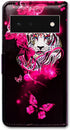 Google Pixel 6 Case, White Tiger Butterfly Leather Flip Wallet Cover with Card Slot and Kickstand