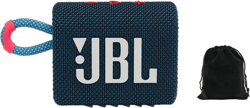 JBL Go 3 Portable Speaker with Bluetooth, Built-in Battery, Waterproof and Dustproof, Includes Storage Pouch (Blue/Pink)